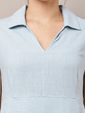 Begumpan Textured Sleeveless Shirt Dress - Blue