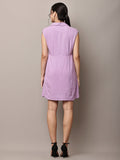 Begumpan Textured Sleeveless Shirt Dress - Lavender