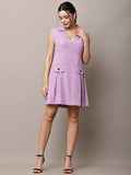 Begumpan Textured Sleeveless Shirt Dress - Lavender
