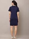 Begumpan Solid Polo T-Shirt Dress - Navy