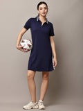 Begumpan Solid Polo T-Shirt Dress - Navy