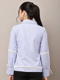 Begumpan Striped Lace Detail Shirt - Blue