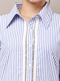 Begumpan Striped Lace Detail Shirt - Blue