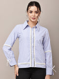 Begumpan Striped Lace Detail Shirt - Blue