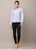 Begumpan Striped Lace Detail Shirt - Blue