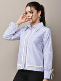 Begumpan Striped Lace Detail Shirt - Blue