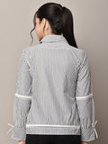 Begumpan Striped Lace Detail Shirt - Black