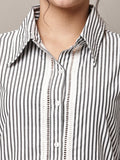 Begumpan Striped Lace Detail Shirt - Black