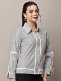 Begumpan Striped Lace Detail Shirt - Black