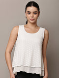 Begumpan White Sleeveless Layered Top - White