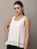 Begumpan White Sleeveless Layered Top - White