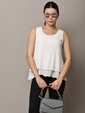 Begumpan White Sleeveless Layered Top - White