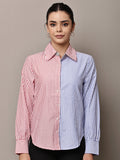 Begumpan Red & Blue Dual-Tone Striped Shirt - Red And Blue