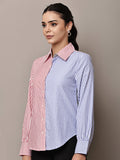 Begumpan Red & Blue Dual-Tone Striped Shirt - Red And Blue