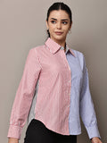 Begumpan Red & Blue Dual-Tone Striped Shirt - Red And Blue