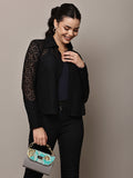 Begumpan Lace Full-Sleeve Sheer Shirt - Black