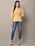 Begumpan Washed Mandarin Collar Shirt - Yellow