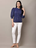 Begumpan Washed Mandarin Collar Shirt - Navy
