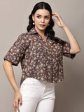 Begumpan Floral Printed Shirt - Brown