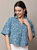 Begumpan Floral Printed Shirt - Blue