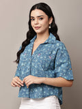 Begumpan Floral Printed Shirt - Blue