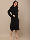 Begumpan Premium Dbl Cotton Solid Dress - Black