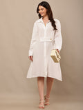 Begumpan Premium Dbl Cotton Solid Dress - White