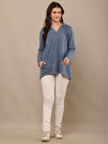 Begumpan Premium Pullover Acid Wash Hoodie - Blue