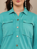 Begumpan Premium Double Pocket Jacket - Turquoise