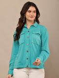 Begumpan Premium Double Pocket Jacket - Turquoise