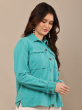 Begumpan Premium Double Pocket Jacket - Turquoise