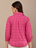 Begumpan Flower Emboridery Shirt with Beading Detail. - Pink