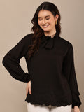 Begumpan Flower Emboridery Top - Black