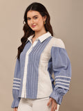 Begumpan Mix Match Flower Lace Shirt - Blue