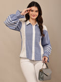 Begumpan Mix Match Flower Lace Shirt - Blue