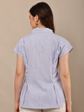 Begumpan Striped with Crystal Bead Detail Shirt. - Blue