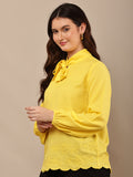 Begumpan Flower Emboridery Top - Yellow