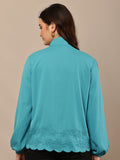 Begumpan Flower Emboridery Top - Turquoise