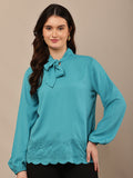 Begumpan Flower Emboridery Top - Turquoise
