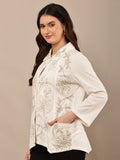 Begumpan Flower Embroidery Jacket - White