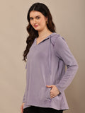 Begumpan Premium Pullover Acid Wash Hoodie - Lavender