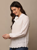 Begumpan Flower Emboridery Top - White