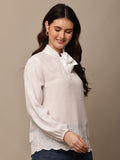 Begumpan Flower Emboridery Top - White