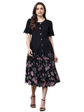 Begumpan Floral Printed Dress - Black