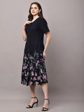 Begumpan Floral Printed Dress - Black