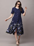 Begumpan Floral Printed Dress - Navy