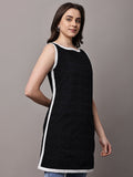 Begumpan Solid Embroidered Dress - Black