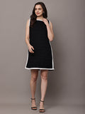 Begumpan Solid Embroidered Dress - Black