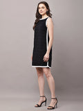 Begumpan Solid Embroidered Dress - Black