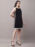 Begumpan Solid Embroidered Dress - Black